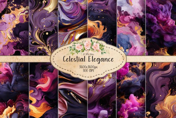 Celestial Elegance Seamless Patterns: A Cosmic Fusion of Art and Design