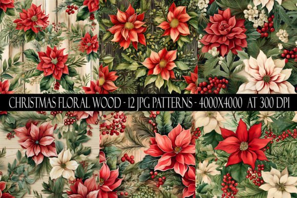 Christmas Floral Wood Patterns for Creative Projects