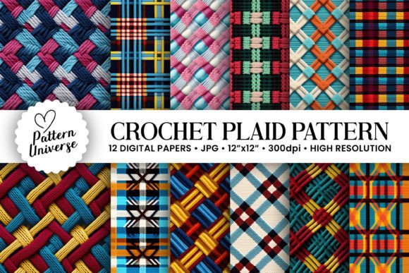 Crochet Knitted Plaid Seamless Patterns