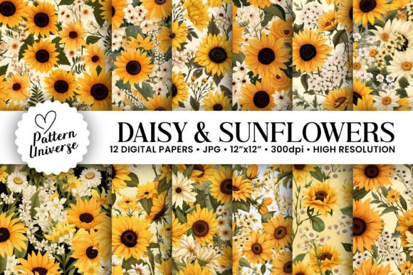 Daisy Sunflowers Seamless Patterns: A Versatile Digital Resource for Creative Projects