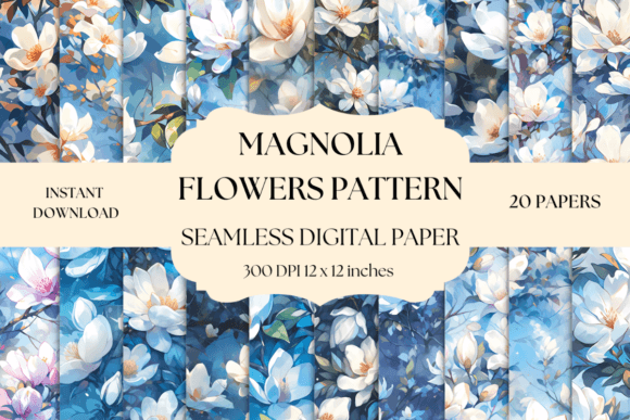 Enhancing Creativity with Magnolia Flowers Patterns Digital Paper