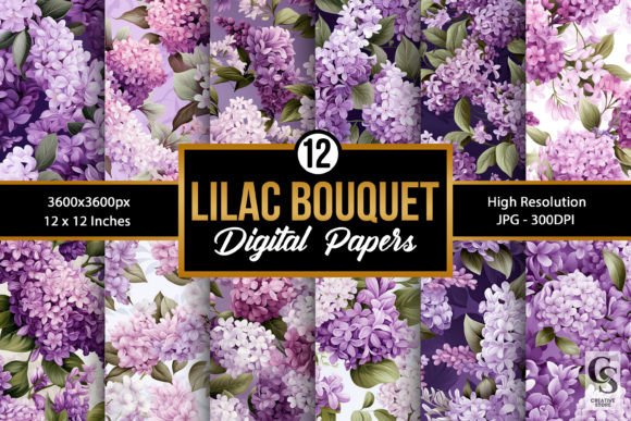 Lilac Bouquet Flowers Seamless Patterns