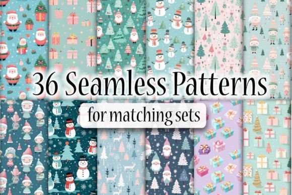 Pastel Christmas Seamless Patterns