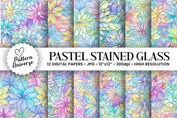 Pastel Stained Glass Floral Patterns: A Versatile Design for Creative Projects