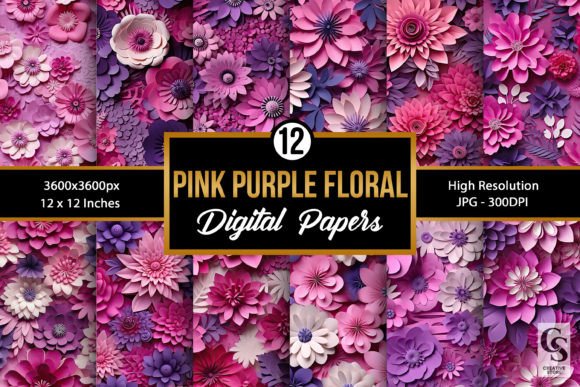 Pink Purple Paper Cut Flowers Patterns: A Versatile Digital Asset for Creative Projects