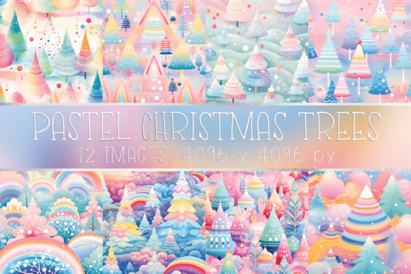 Rainbow Pastel Christmas Tree Patterns: A Digital Design Collection for Creative Projects