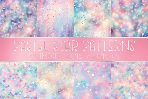 Rainbow Pastel Star Patterns Backgrounds