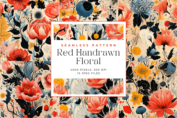 Red Hand Drawn Floral Seamless Patterns: Elevating Creativity in Crafting and Design