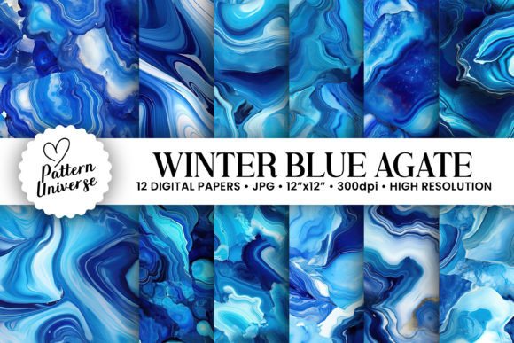 Winter Blue Agate Seamless Patterns: A Versatile Design Resource for Creative Projects